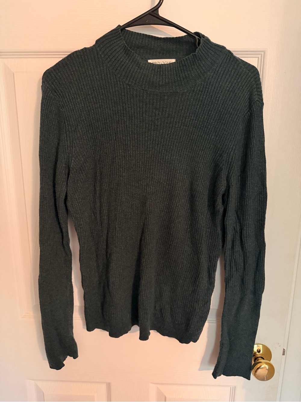 Prologue Forest Green Ribbed Mock Neck Sweater